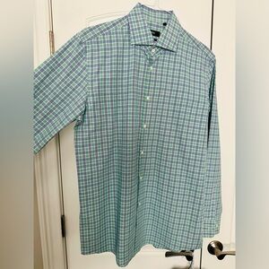 Boss Green and Blue Checked Slim Fit Dress Shirt